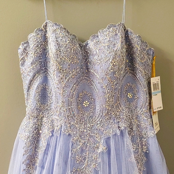 Say Yes to the Prom Women Blue Juniors Beaded Corset-Back Gown Dress Size 5 - Picture 5 of 12